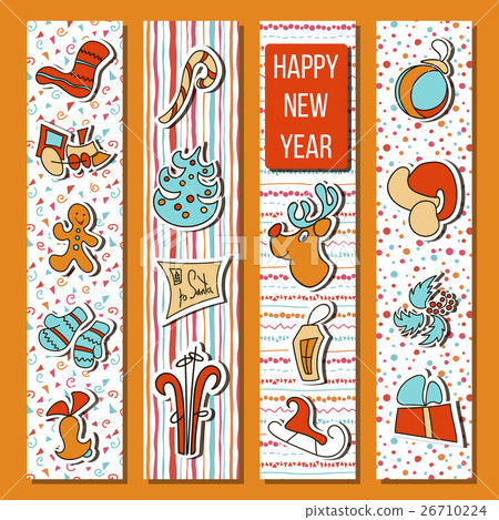 Happy New Year set in stripes. orange background Happy New Year set in stripes. orange background 26710224