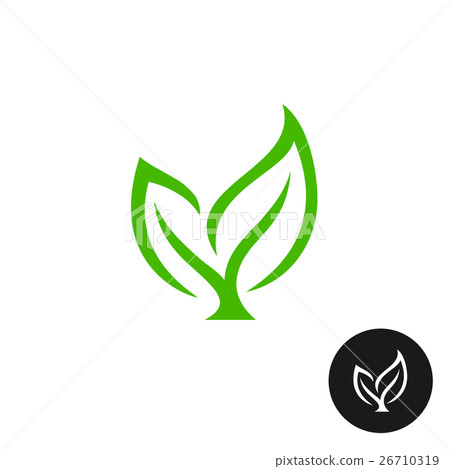 Two green leaves with a branch icon 26710319
