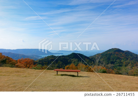 Bench and Seto Inland Sea (Aji Ryuoyama Park in Kagawa Prefecture) 26711455