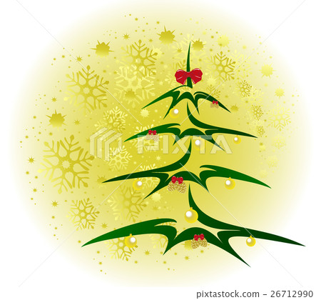 Christmas tree with golden balls and cones 26712990