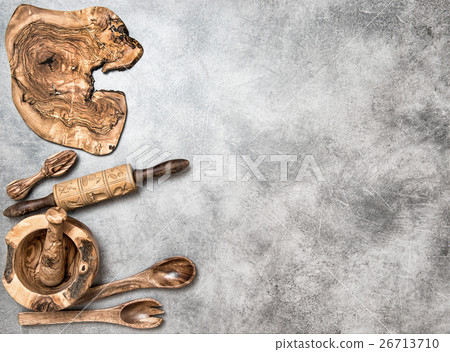 Wooden kitchen utensils kitchen table food prepar 26713710