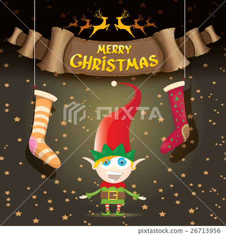 vector cartoon cute merry Christmas elf vector cartoon cute merry Christmas elf 26713956