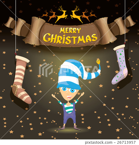 vector cartoon cute merry Christmas elf vector cartoon cute merry Christmas elf 26713957