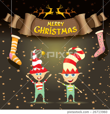 vector cartoon cute merry Christmas elf vector cartoon cute merry Christmas elf 26713960