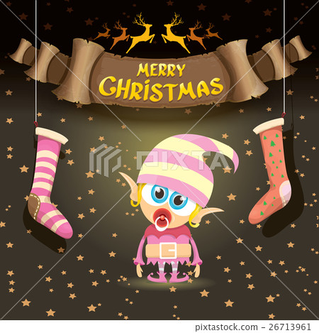 vector cartoon cute merry Christmas elf 26713961