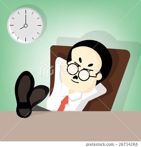Boss sitting on chair and lift up legs on desk Boss sitting on chair and lift up legs on desk 26714268