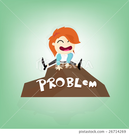 Business woman jumping over stone Business woman jumping over stone 26714269