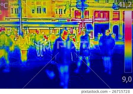 Infrared Thermal image people walking 26715728