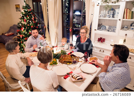 Beautiful big family celebrating Christmat Beautiful big family celebrating Christmat 26716089