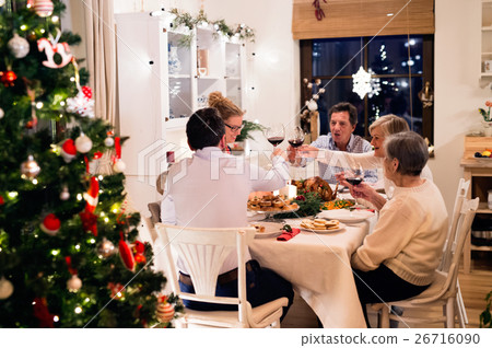Beautiful big family celebrating Christmat Beautiful big family celebrating Christmat 26716090