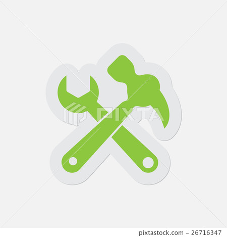 simple green icon - claw hammer with spanner 26716347