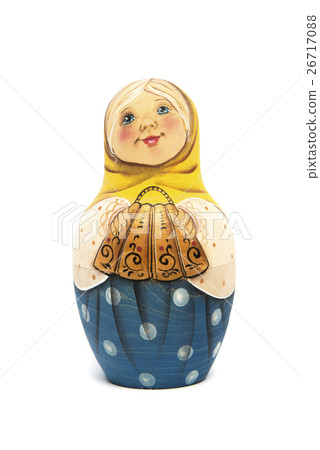 Russian wooden matrioshka with matte paint isolated 26717088