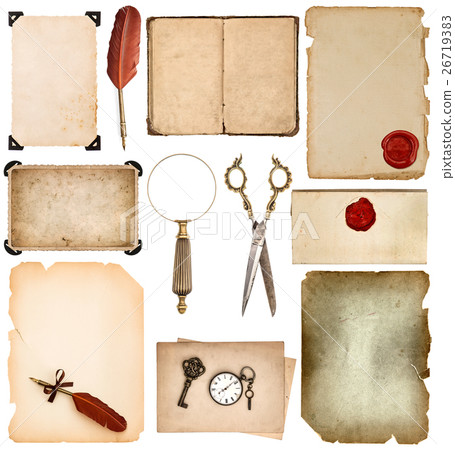 Set used paper sheets edges Vintage book pages Set used paper sheets edges Vintage book pages 26719383