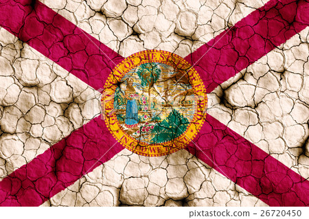 乾裂土壤上的佛羅里達州旗特寫紋理背景(高分辨率 3D CG 渲染∕著色插圖)飢荒乾旱自然災害 乾裂土壤上的佛羅里達州旗特寫紋理背景(高分辨率 3D CG 渲染∕著色插圖)飢荒乾旱自然災害 26720450