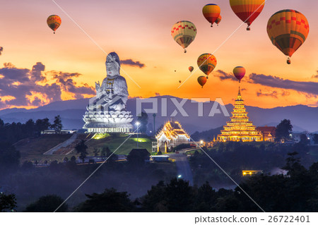 Colorful hot air balloons flying  26722401