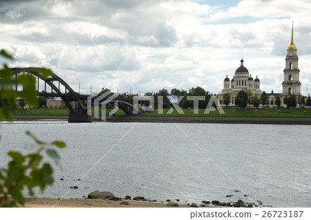 motor bridge and transfiguration church rybinsk 26723187