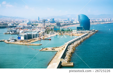 Port Vell and La Barceloneta district in Barcelona Port Vell and La Barceloneta district in Barcelona 26723226