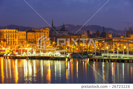 Port of Barcelona in dawn Port of Barcelona in dawn 26723228