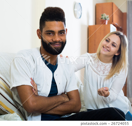 White girl and afro guy trying make out after argue 26724055