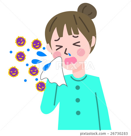A woman sneezing 26730283