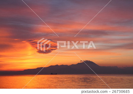 Oyama of Sunrise and sky and sea stained in a morning glow 26730685