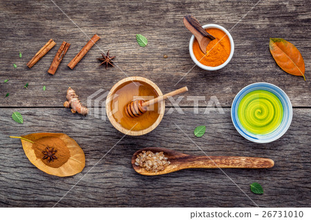 Ayurvedic medicine and nature spa ingredients . 26731010