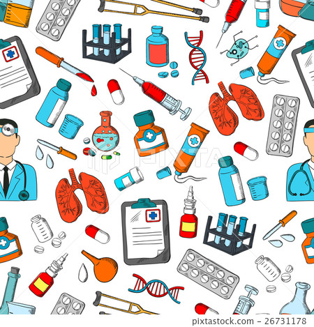 Medicine and hospital seamless pattern background - Stock Illustration ...