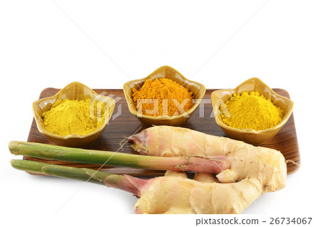 Ginger powdered on white 26734067