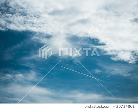 Blue sky with white light clouds close up. 26734861