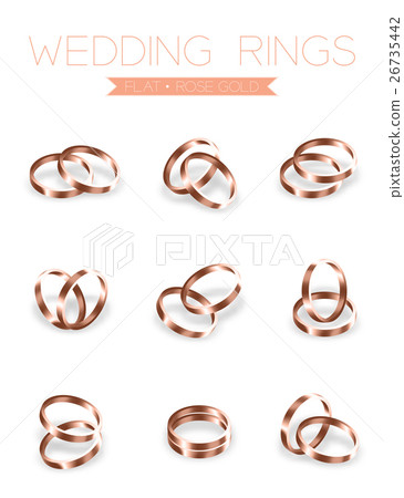 Wedding rings rose gold flat style compose design Wedding rings rose gold flat style compose design 26735442