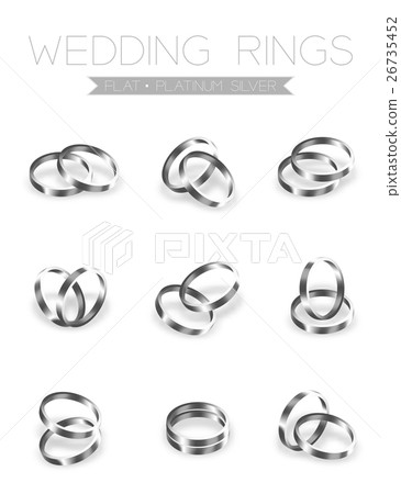 Wedding rings platinum silver flat style 26735452