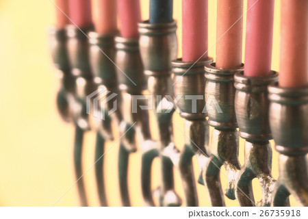 Hanukkah menorah with candles horizontal 26735918