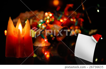 Red Candles with Blurred christmas theme 26736635