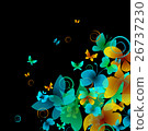 Bright butterflies on a black background. Vector 26737230