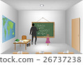 Teacher near blackboard in classroom. Vector 26737238