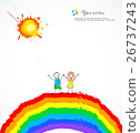 Bright background with happy children on rainbow 26737243