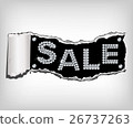 Shiny sale tag on fragmentary paper. Vector 26737263