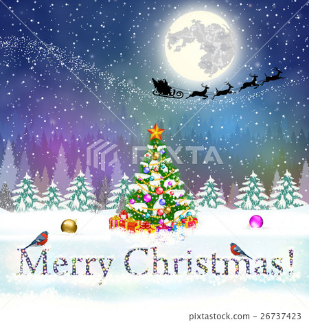 Christmas vintage greeting card on winter village 26737423