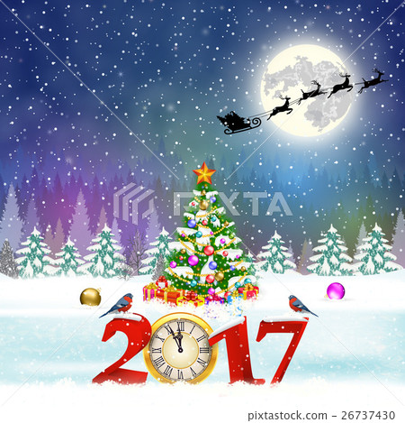 Christmas vintage greeting card on winter village 26737430