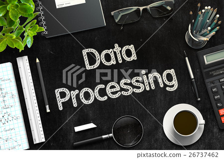 Black Chalkboard with Data Processing. 3D Black Chalkboard with Data Processing. 3D 26737462