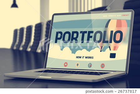 Portfolio Concept on Laptop Screen. 3D. Portfolio Concept on Laptop Screen. 3D. 26737817