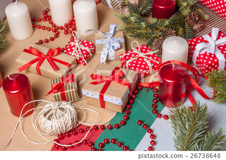 christmas present on craft paper christmas present on craft paper 26738648