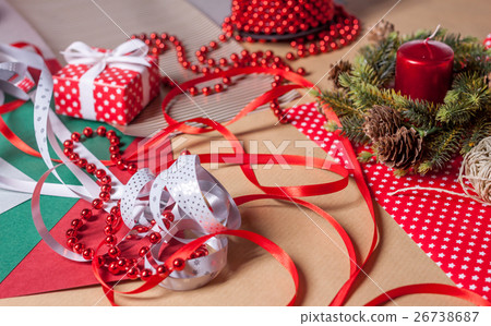 christmas present on craft paper 26738687