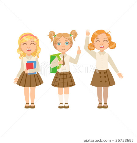 Girls In Brown Skirts Happy Schoolkids In Similar Girls In Brown Skirts Happy Schoolkids In Similar 26738695