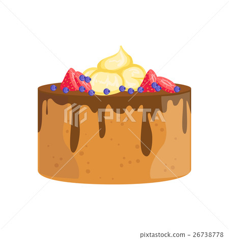 Sponge Cake With Chocolate And Berries Decorated Sponge Cake With Chocolate And Berries Decorated 26738778