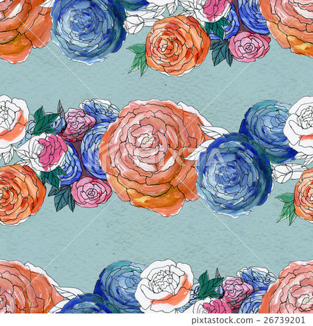 Seamless pattern with colorful flowers Seamless pattern with colorful flowers 26739201
