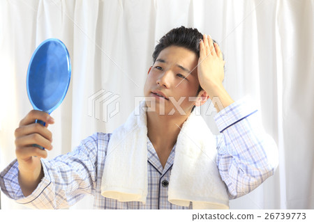 Facial expression of young man in pajamas variations: Fashionable men Facial expression of young man in pajamas variations: Fashionable men 26739773