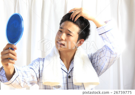 Facial expression of young man in pajamas variations: Fashionable men Facial expression of young man in pajamas variations: Fashionable men 26739775