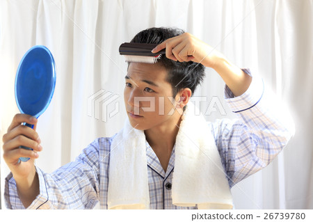 Facial expression of young man in pajamas variations: Fashionable men Facial expression of young man in pajamas variations: Fashionable men 26739780