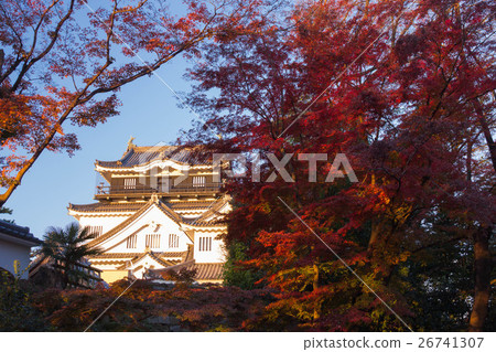 Okazaki Castle and autumn leaves Okazaki Castle and autumn leaves 26741307